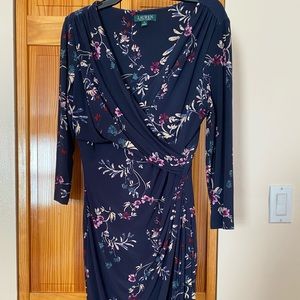 Ralph Lauren floral blue dress quarter sleeve